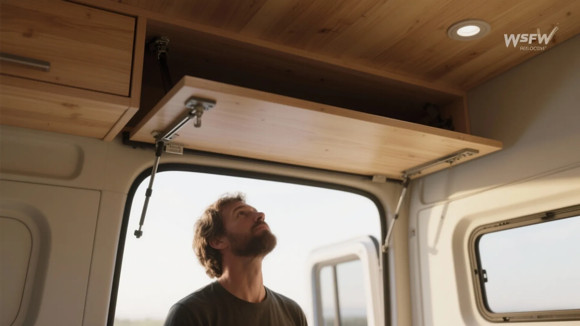 1. Slim flip-up doors to protect headroom