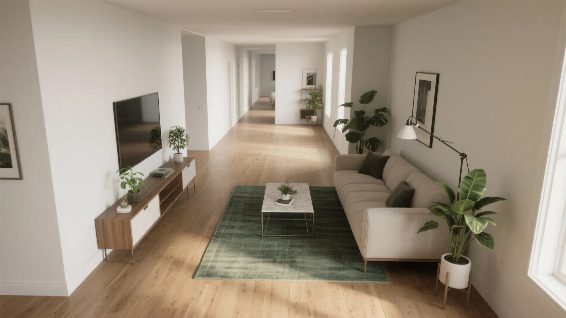 Float furniture and keep a 36-inch walkway