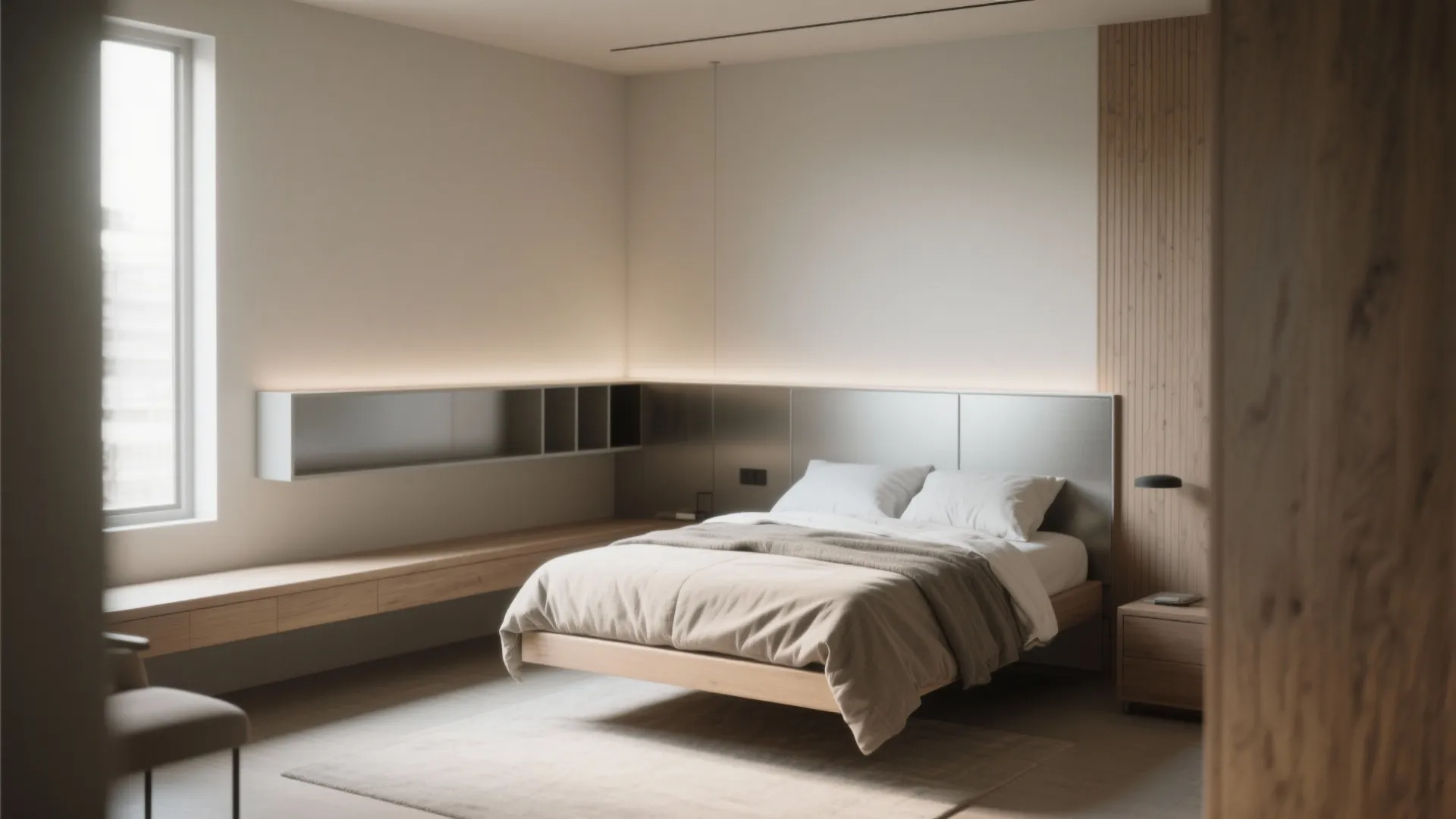 3. Float the Bed for Small Rooms