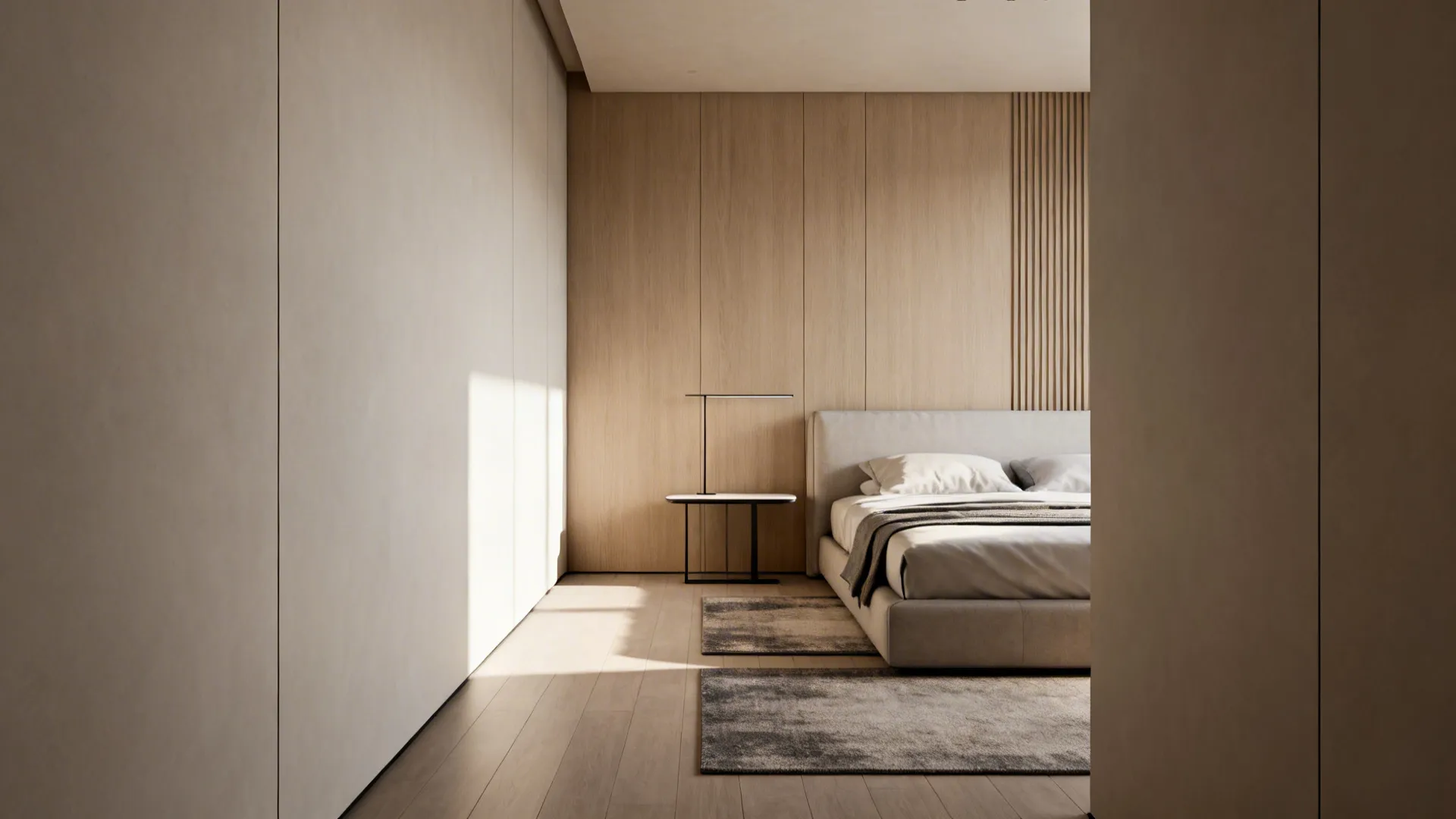 1. Float the bed against the long wall