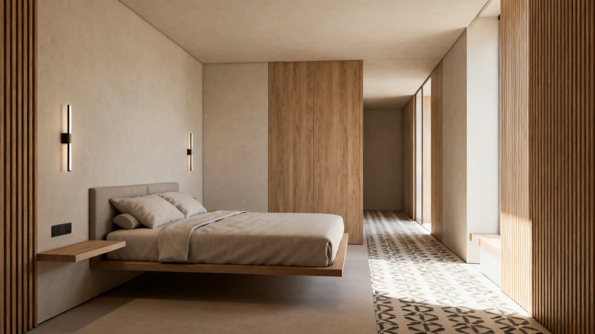 1. Float the bed to create visual pathways