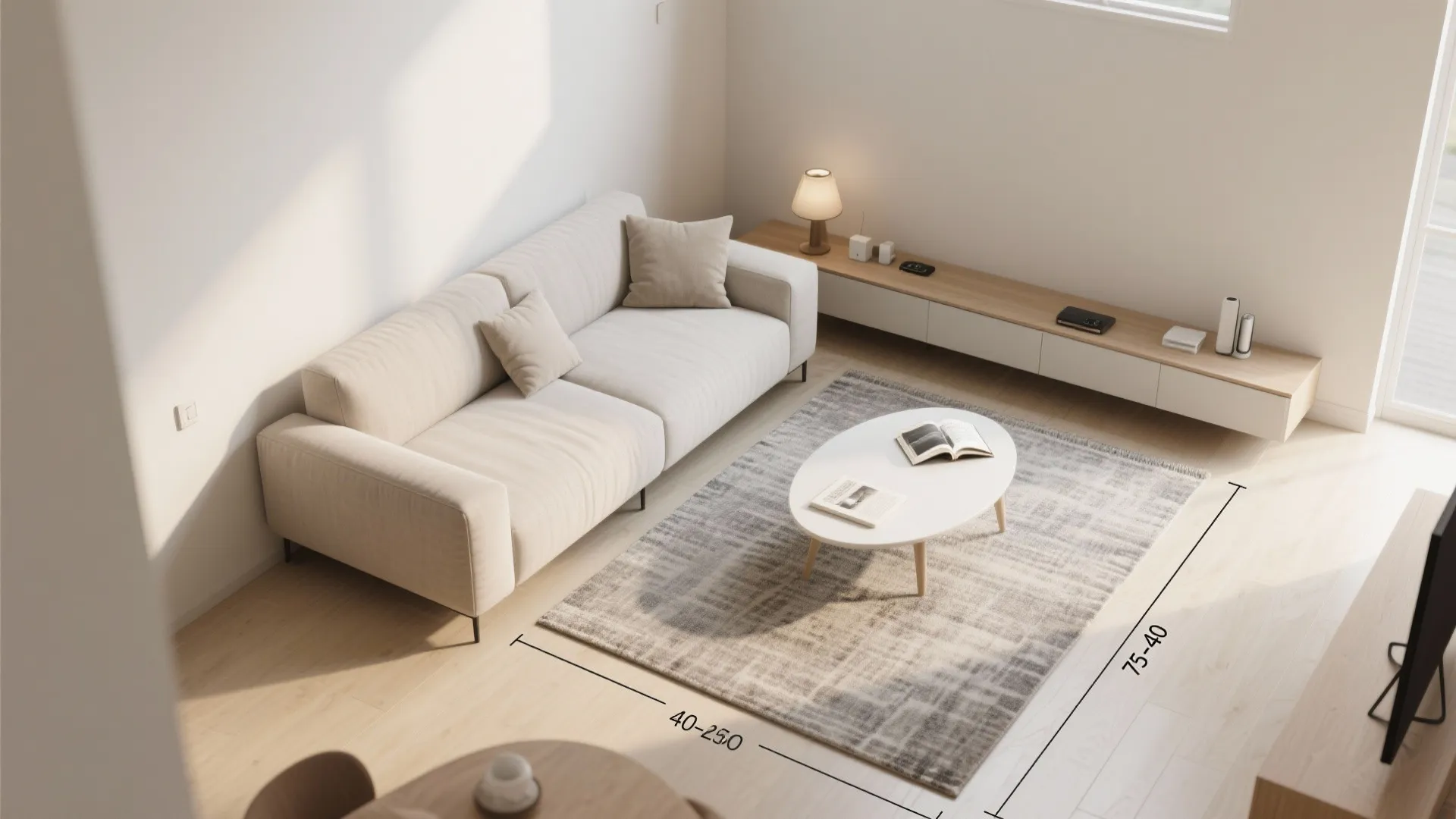 Floating furniture and clear circulation