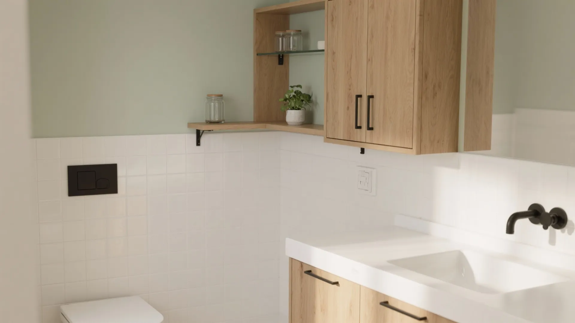 Floating Wall Cabinet + Open Shelf Combo