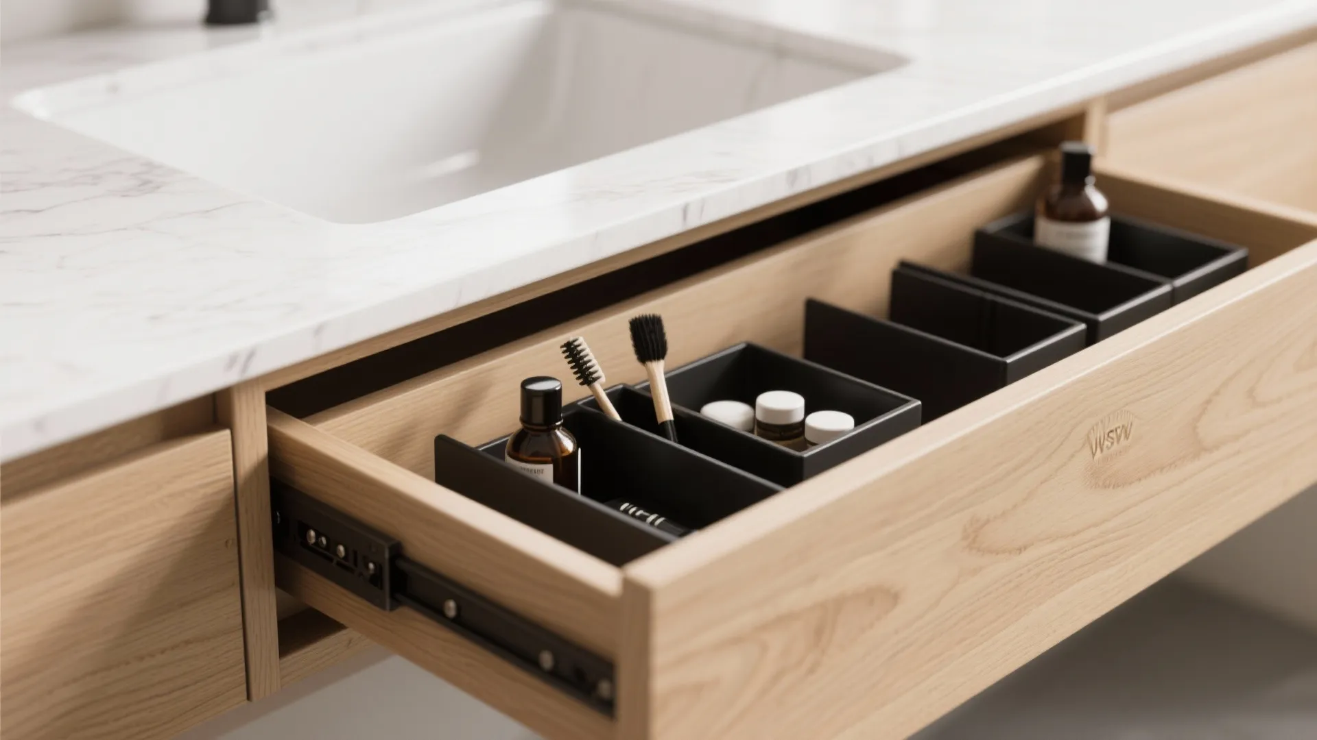 Slim Floating Vanity with Deep Drawers