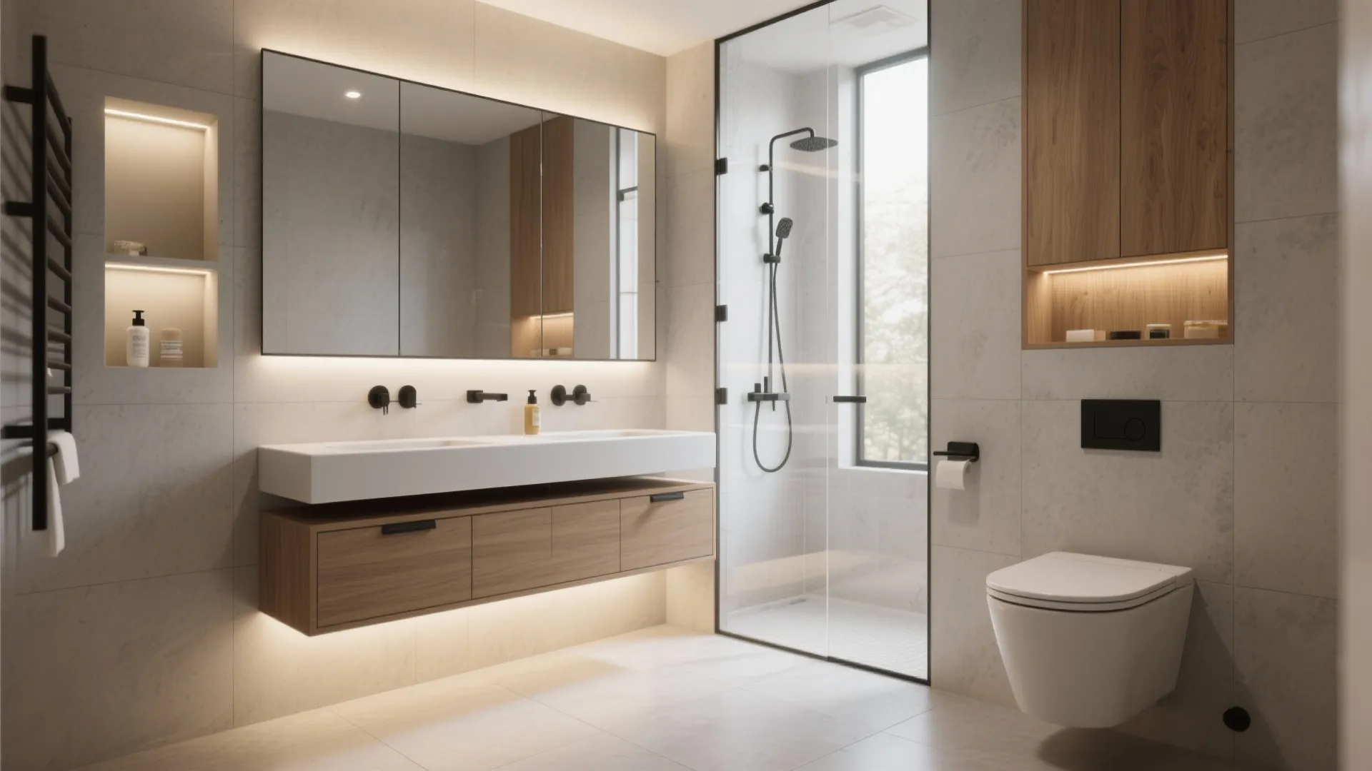 Floating Fixtures and Recessed Storage