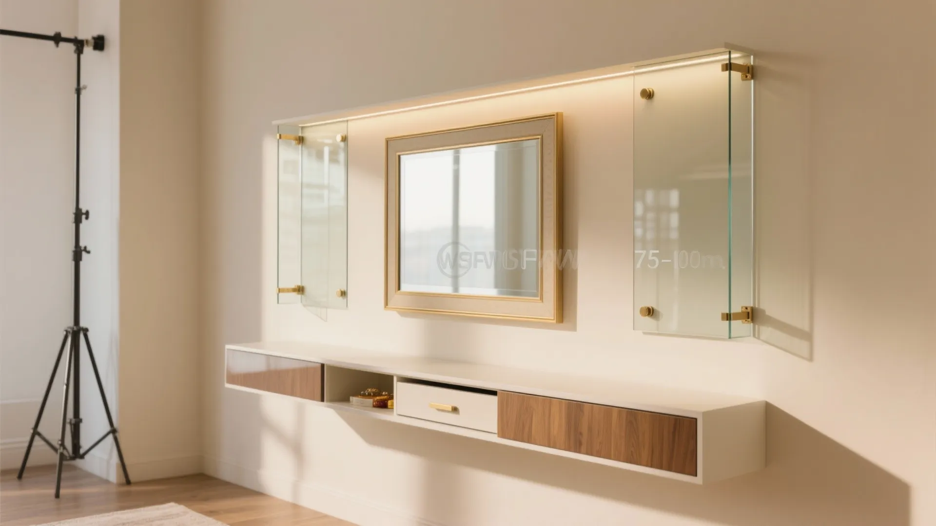 Floating frame with glass sides and hidden storage