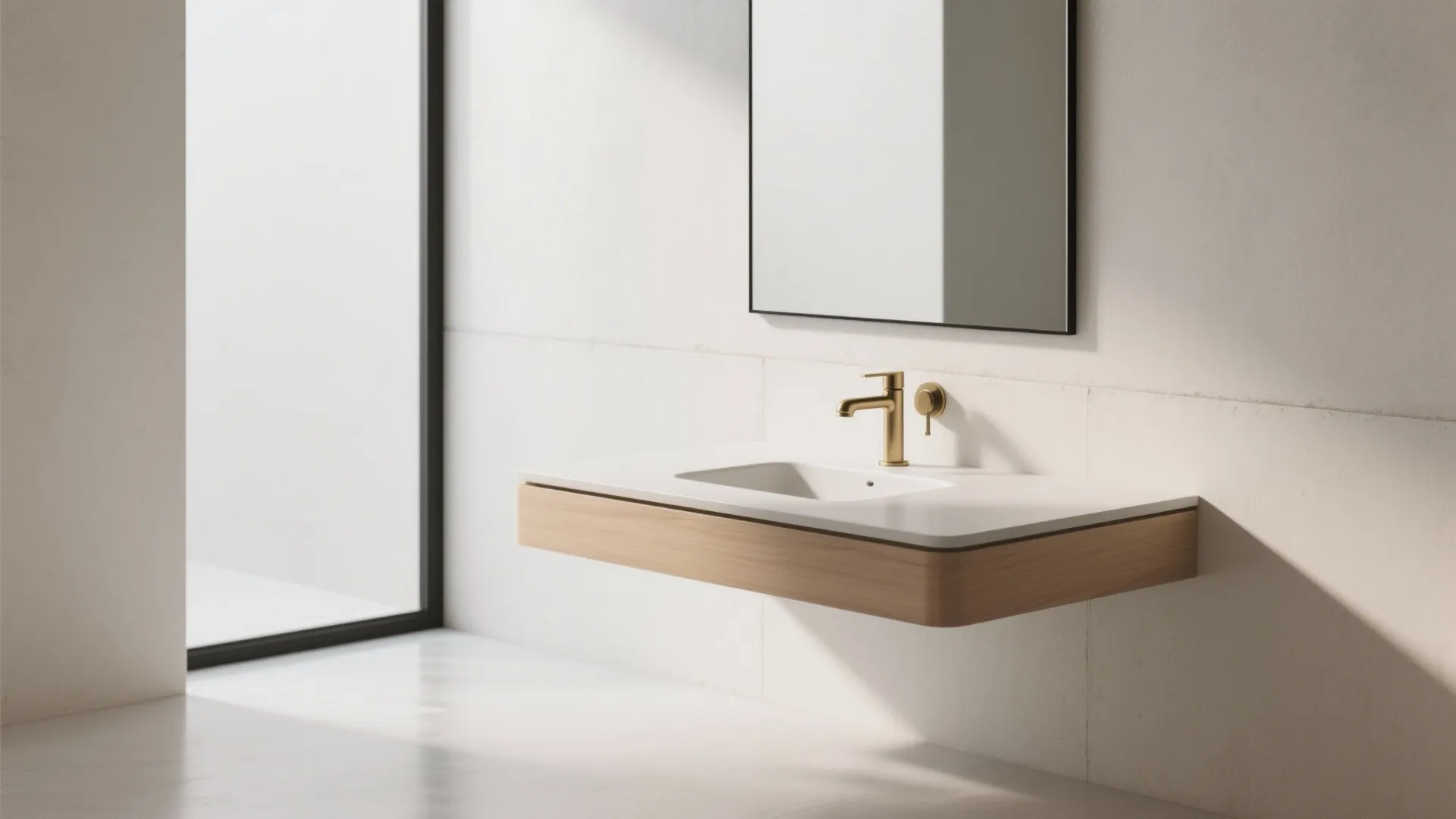 Floating Vanity with Integrated Sink