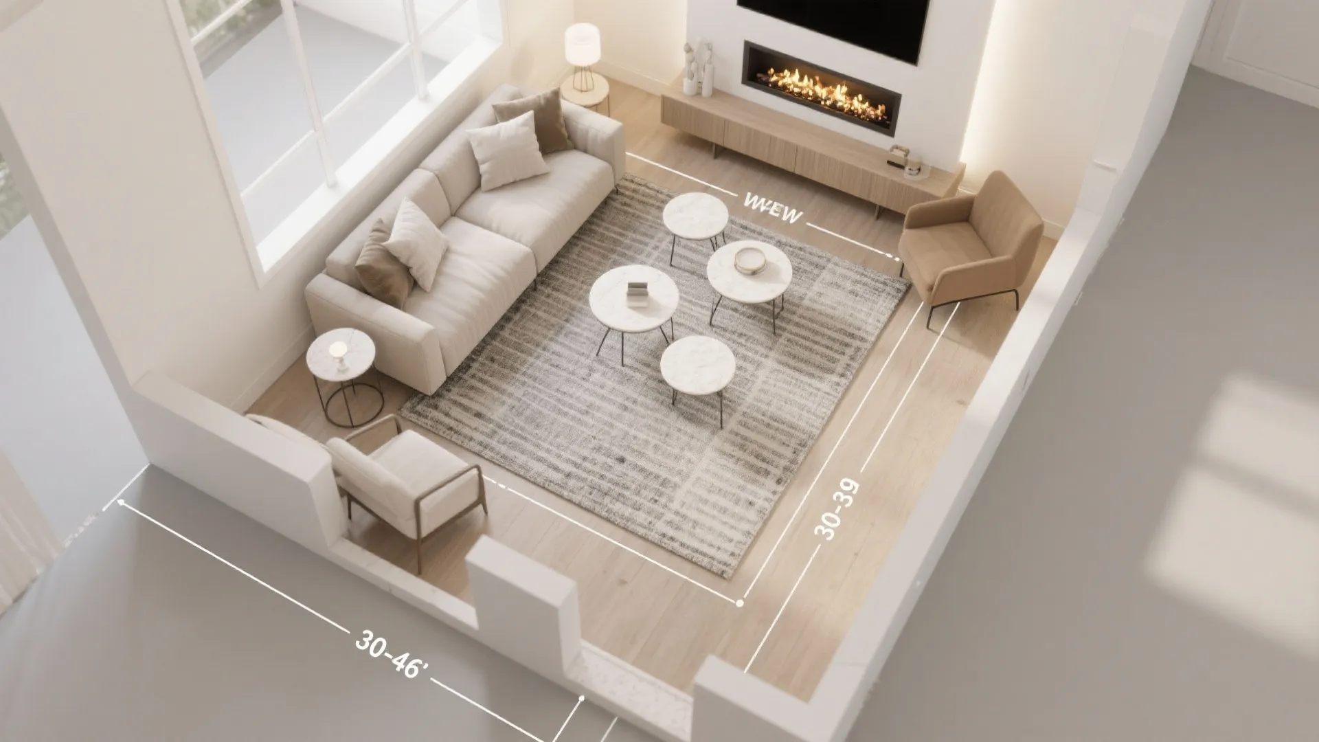 Float the sectional to frame the fireplace