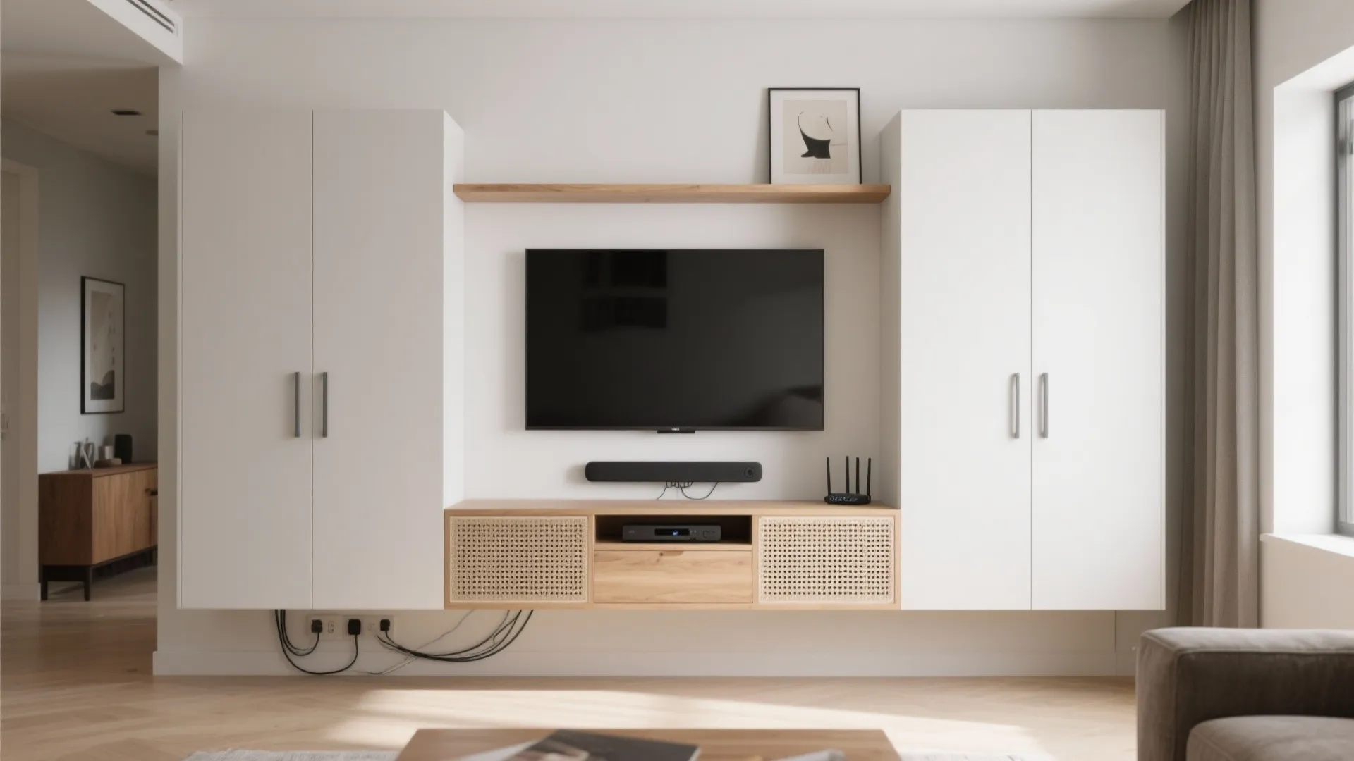 Floating media wall cupboards