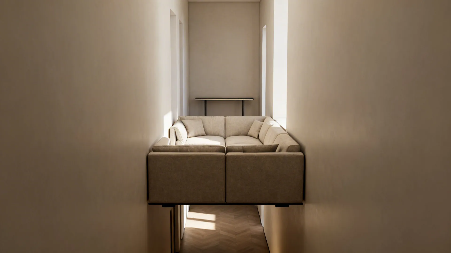 1. Float the Sectional and Create Clear Pathways