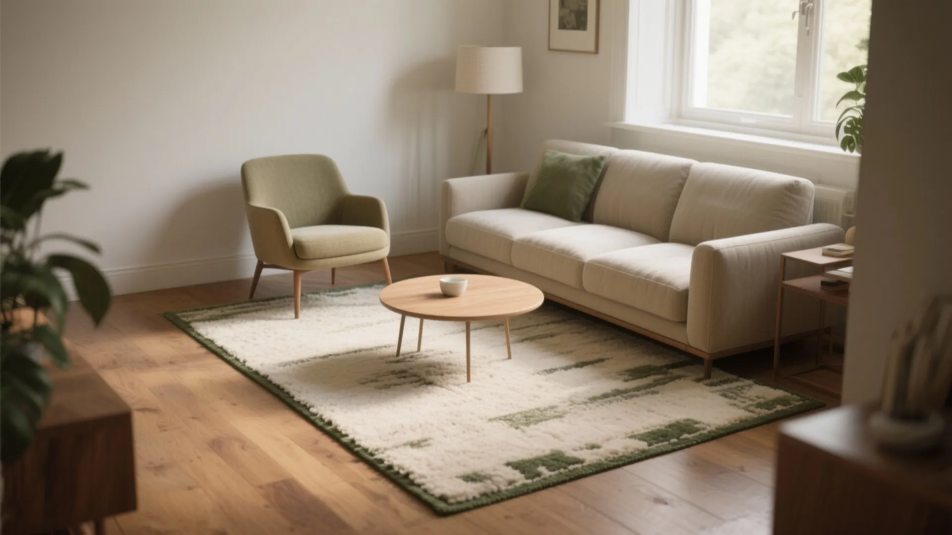 1. Float the Rug in Front of the Sofa