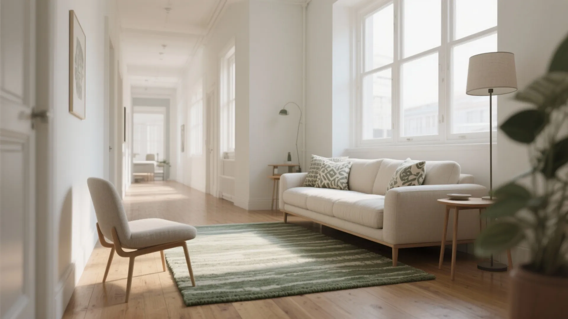 Float your layout with rugs (not walls)