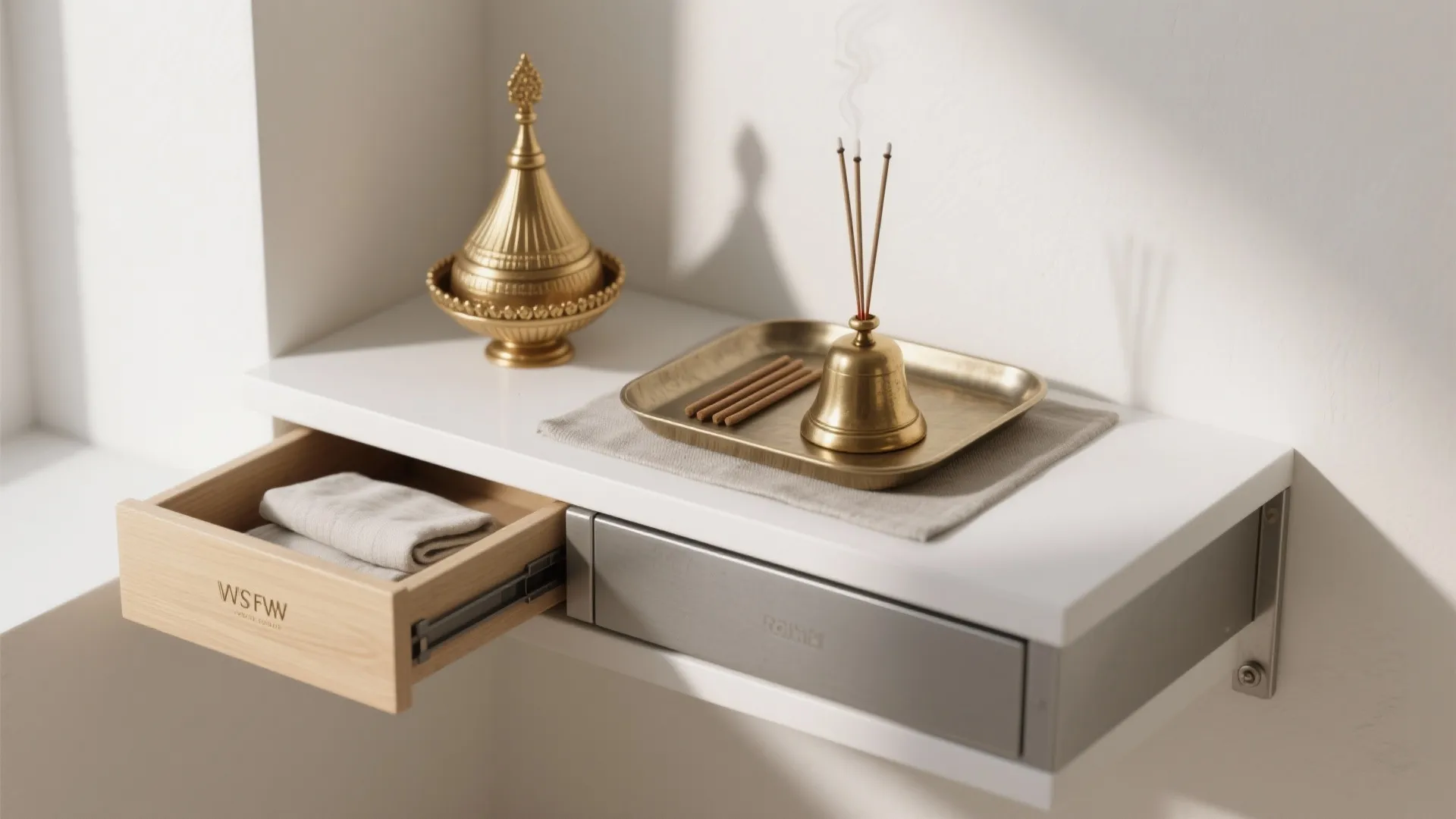 Floating Shelf Altar with Hidden Storage