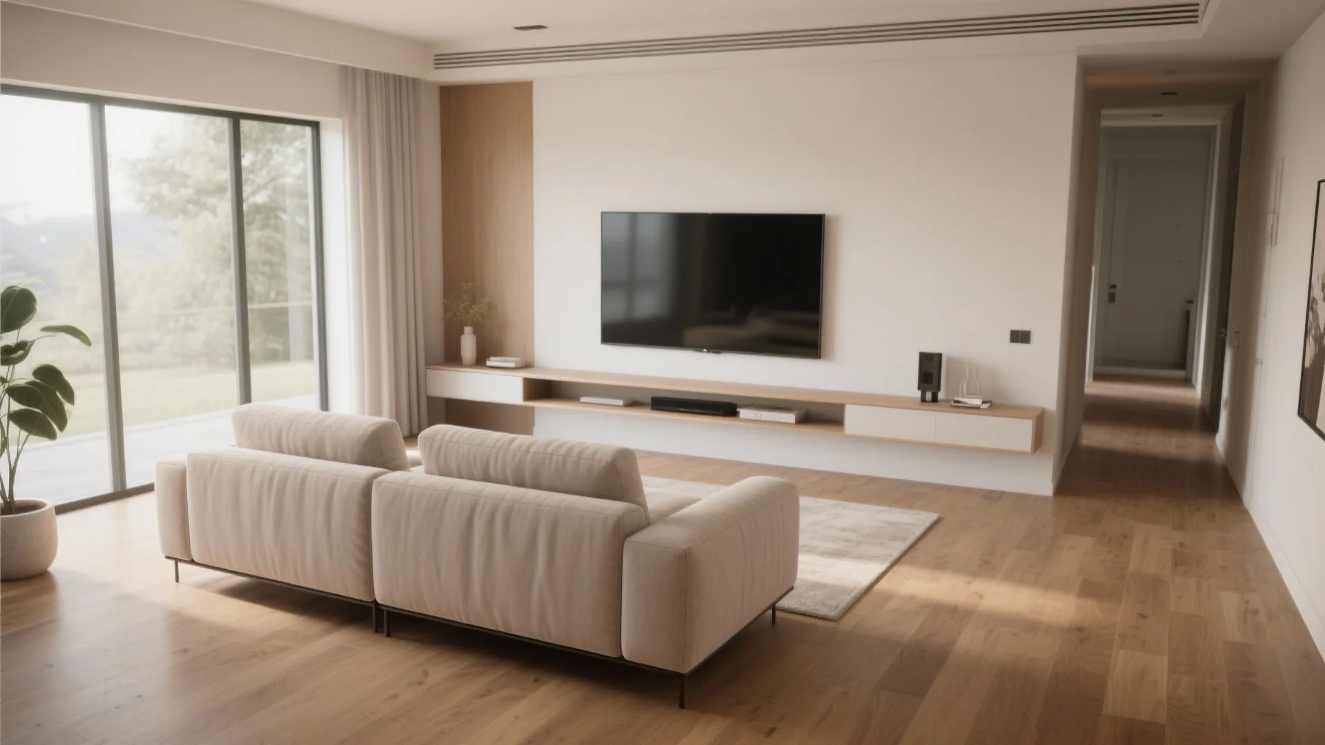 4. Float the sofa and define traffic lanes