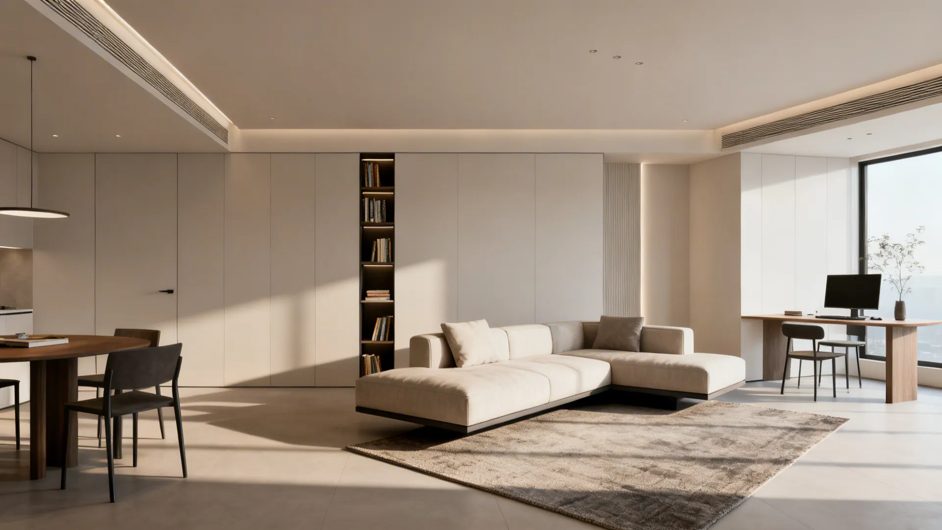 2. Float the sofa to create a multi-zone layout