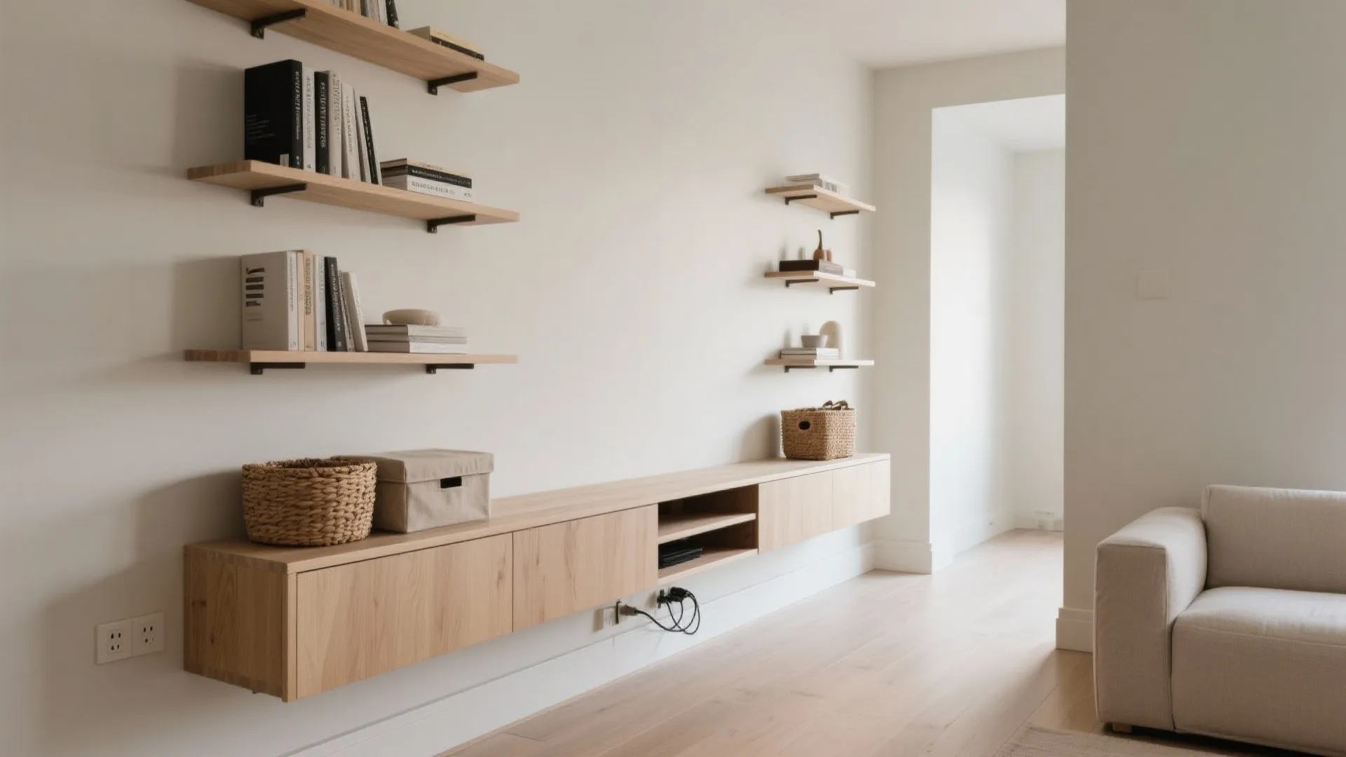 Wall-mounted storage that floats