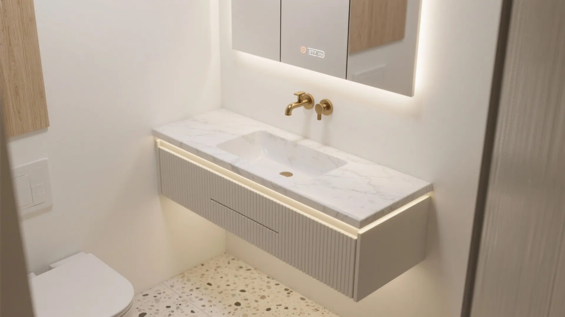 Floating Vanity with an Integrated Basin