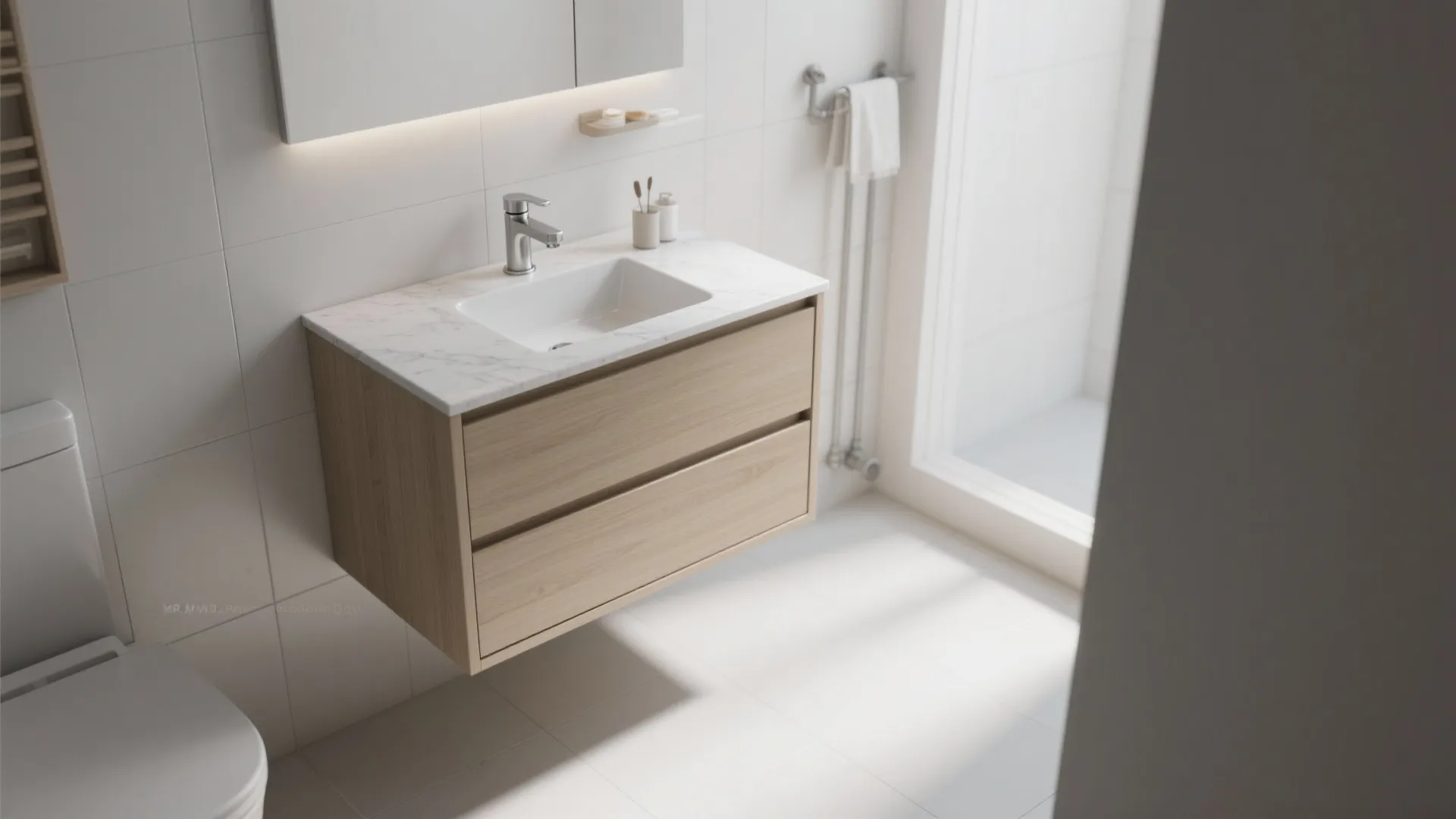Minimal floating vanity storage