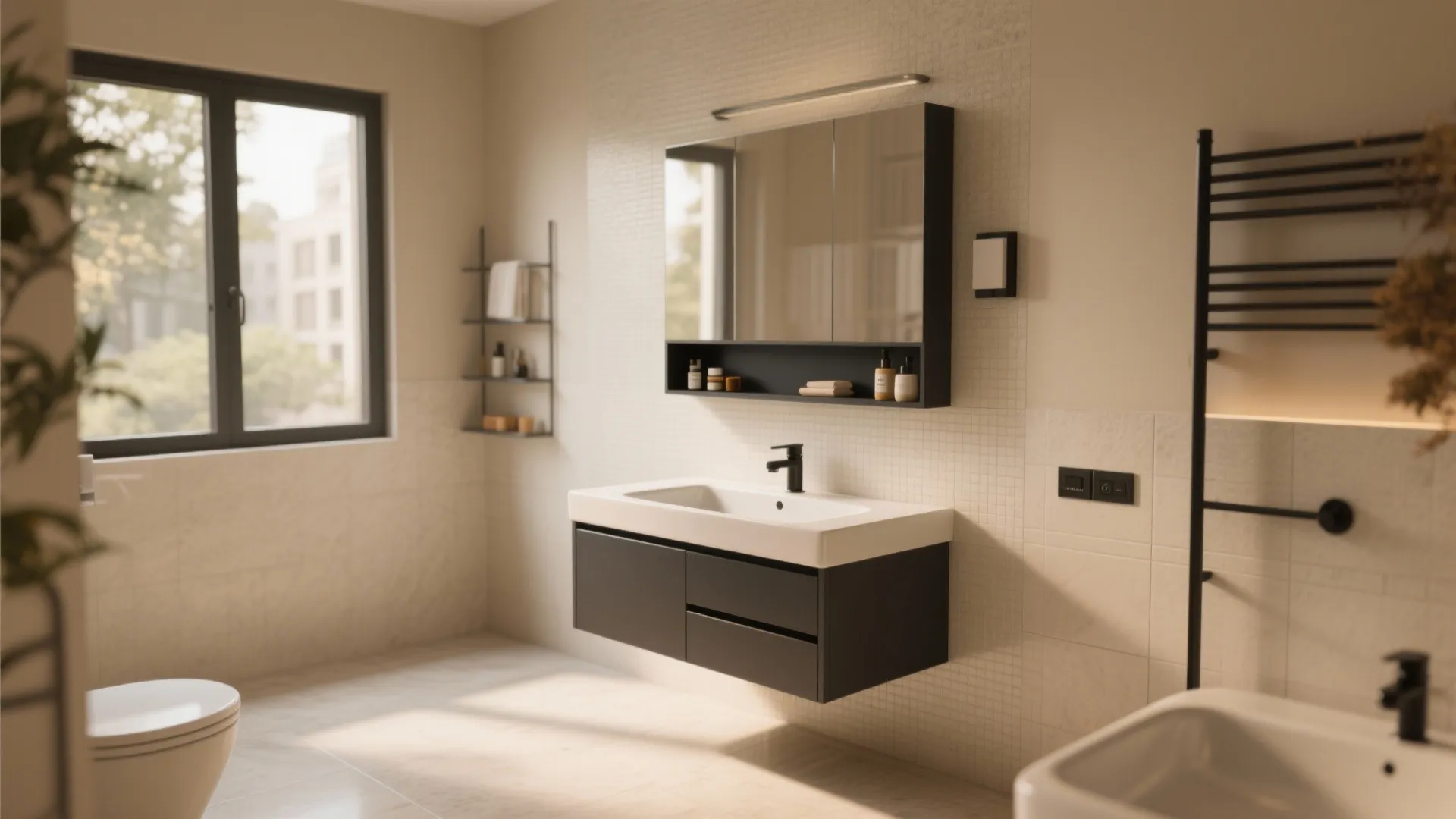 Floating Vanity With Slim Storage