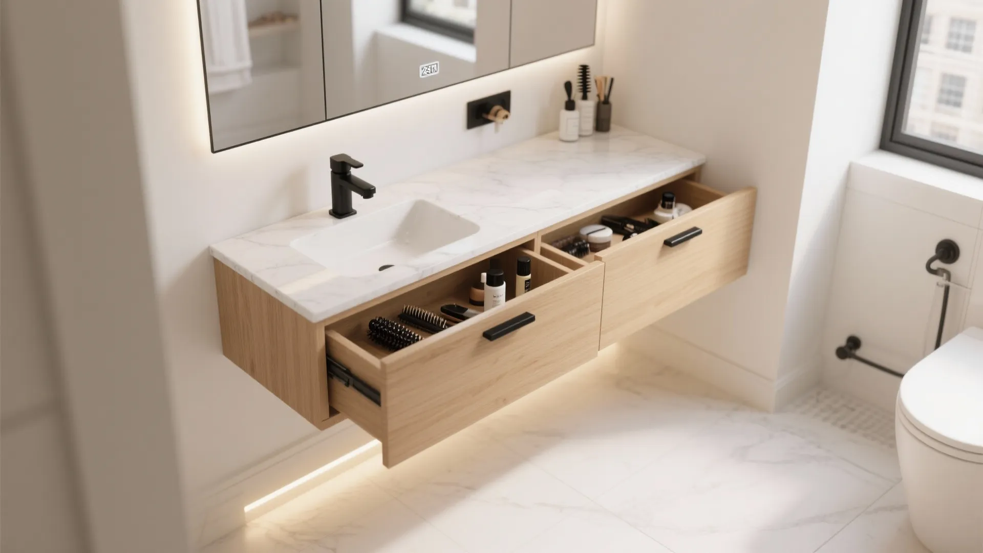 Floating Vanity With Deep Drawers