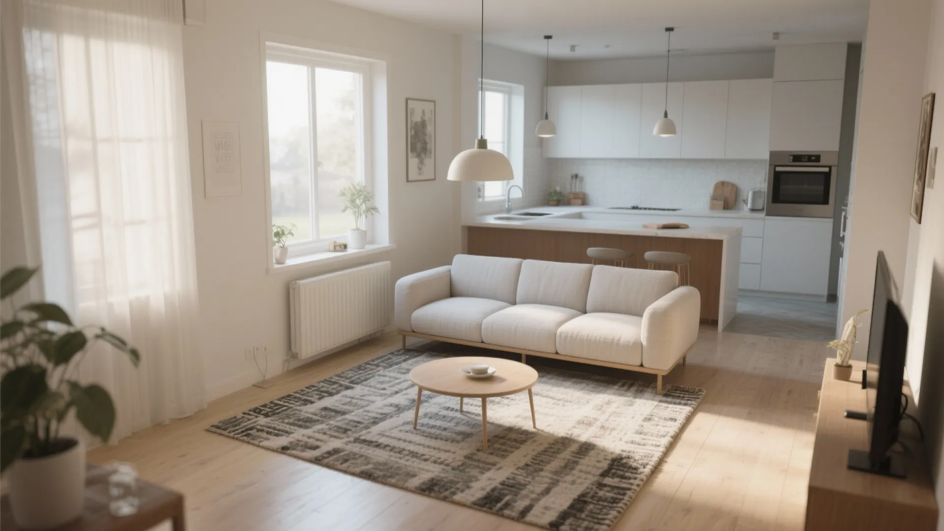 3. Float it and define zones with rugs