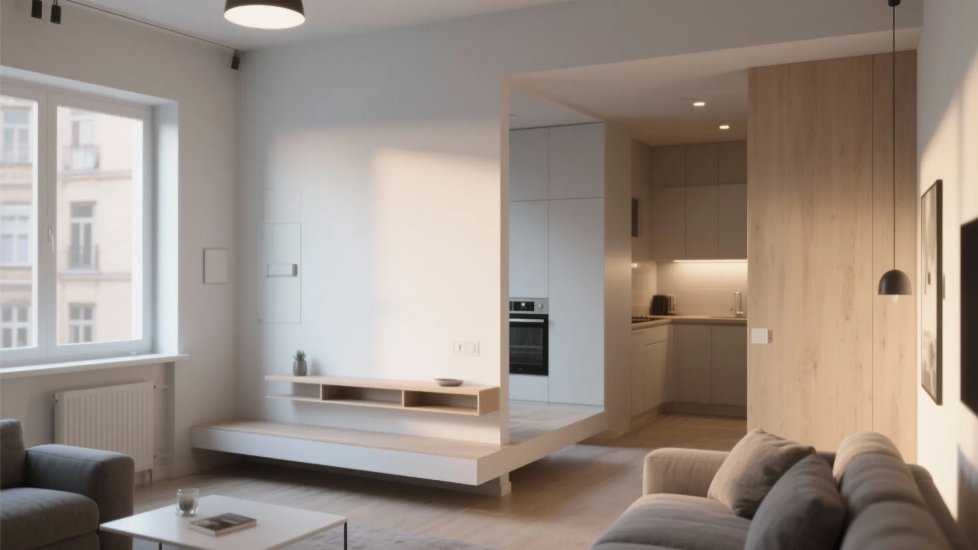 3. Float the sectional to define zones in an open plan