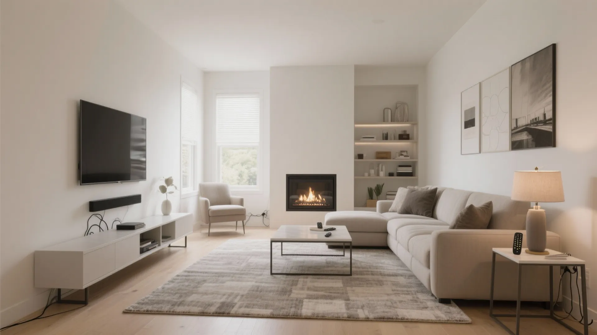 Float the sectional to frame the fireplace