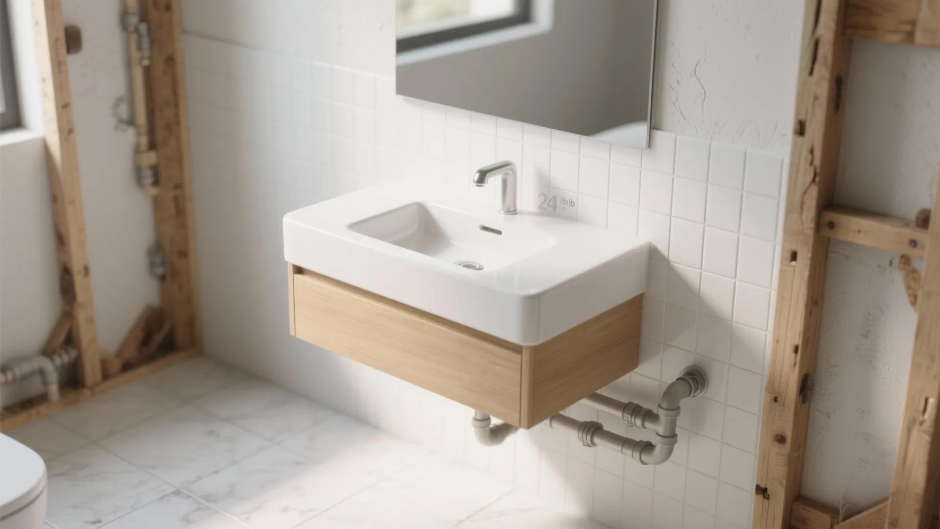 1. Floating the Vanity to Create Visual Space