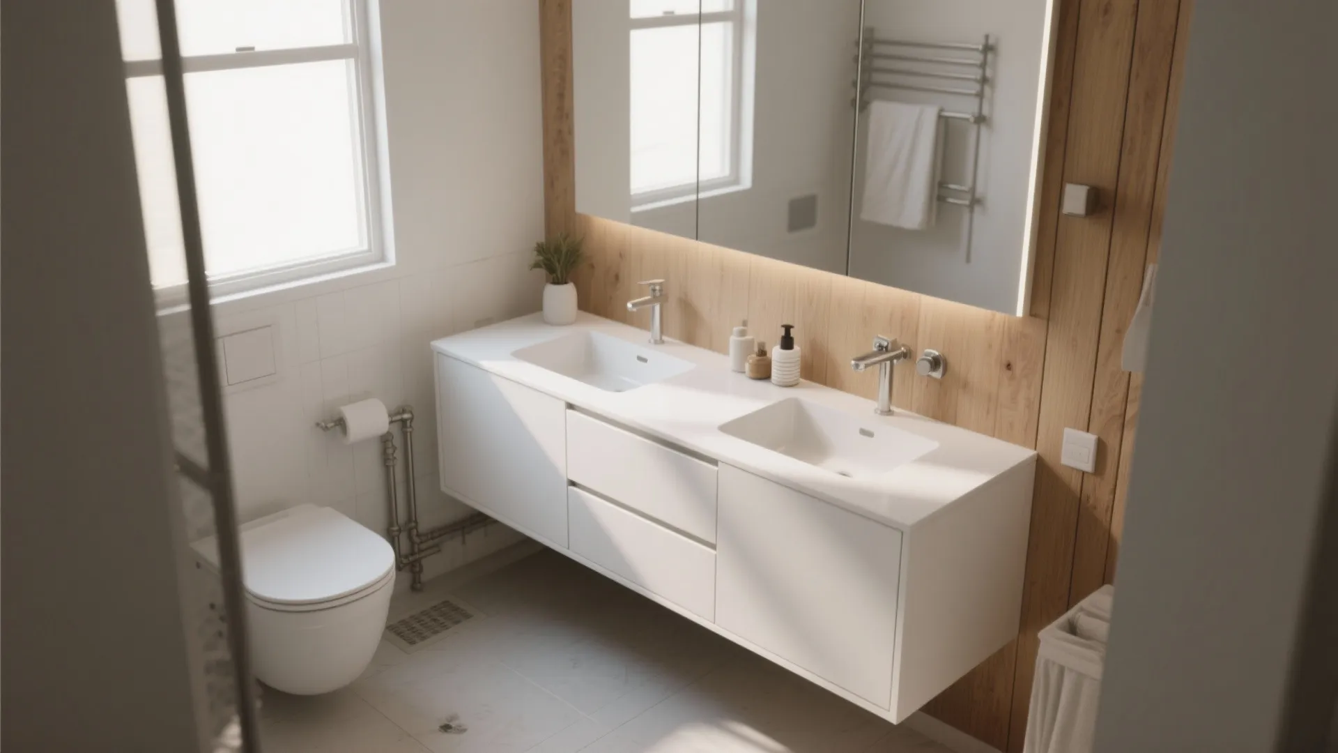 Floating 48" White Vanity for a Modern Look