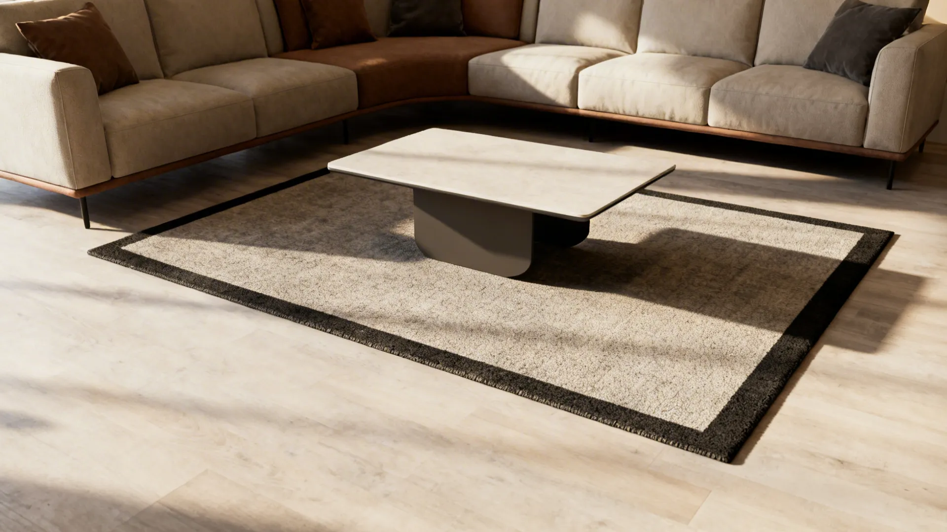 5. The Floating Accent: Coffee Table Rug Only
