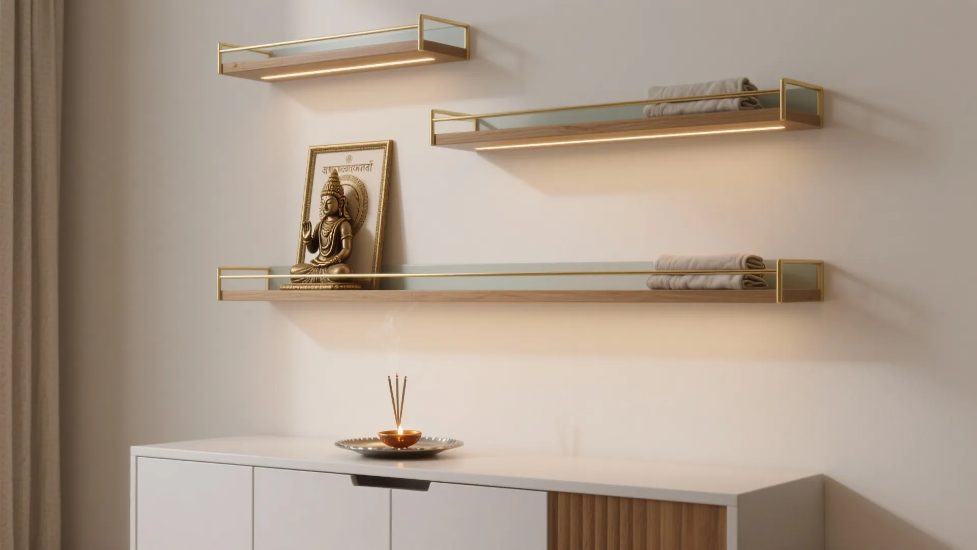 Floating Shelf Altar Over a Console