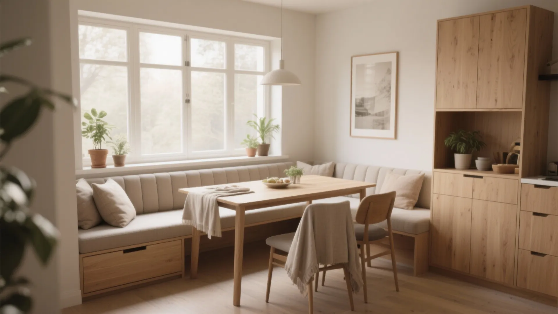 2. Use a floating banquette to save floor space