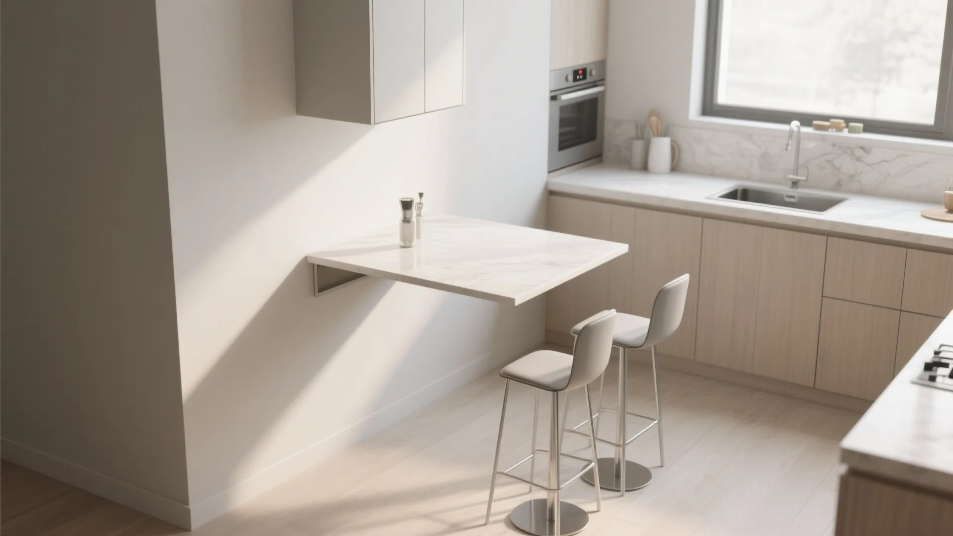 1. Floating Bar-Style Square Table