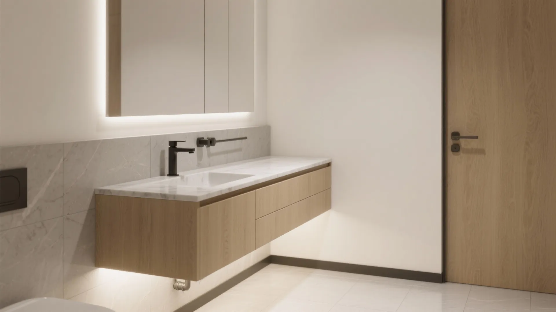 Floating Vanity with Integrated Basin