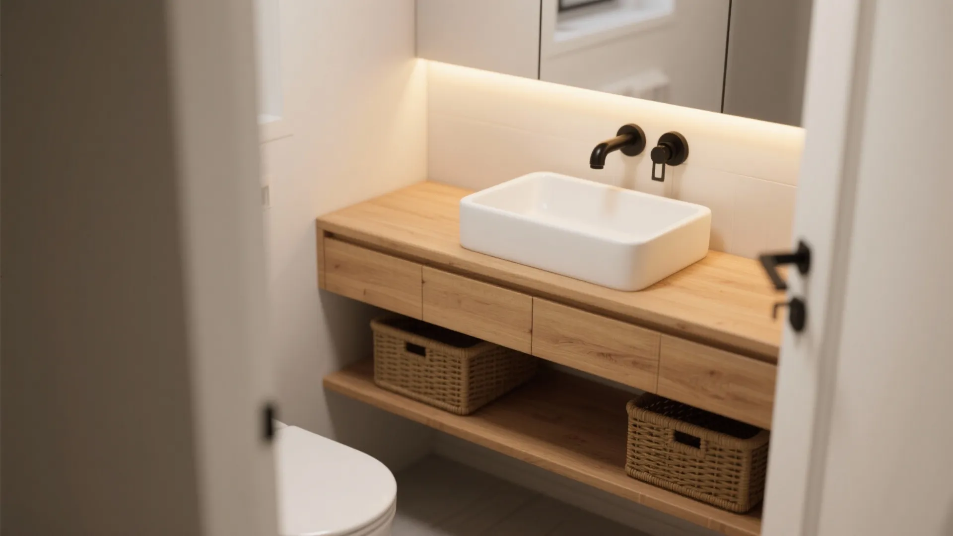 2. Wall-Mounted Vanity