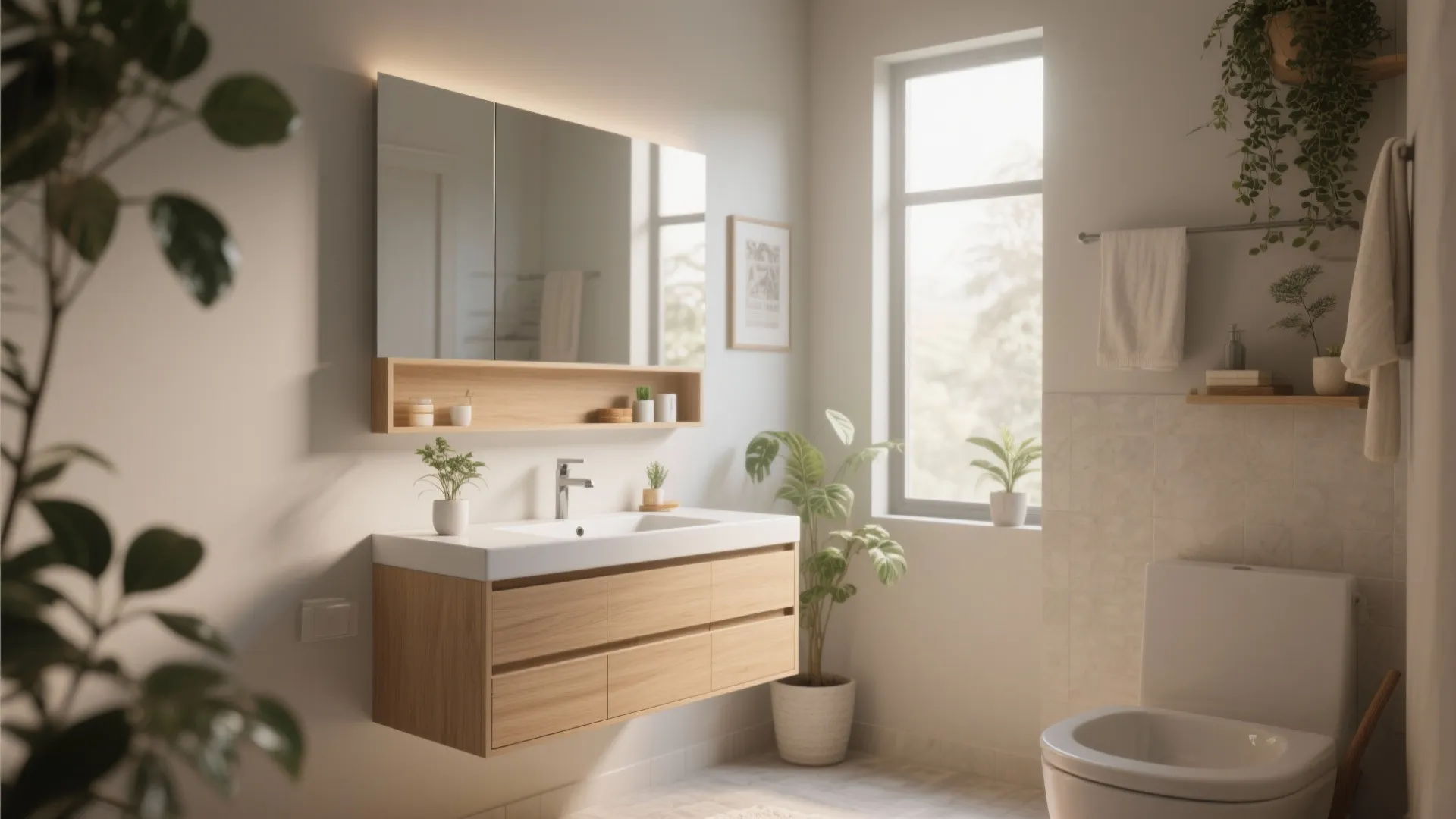 Minimalist Vanity with Floating Storage