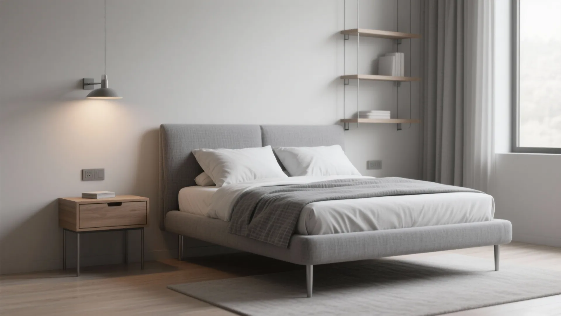 1. Float the Bed with Wall-Mounted Nightstands