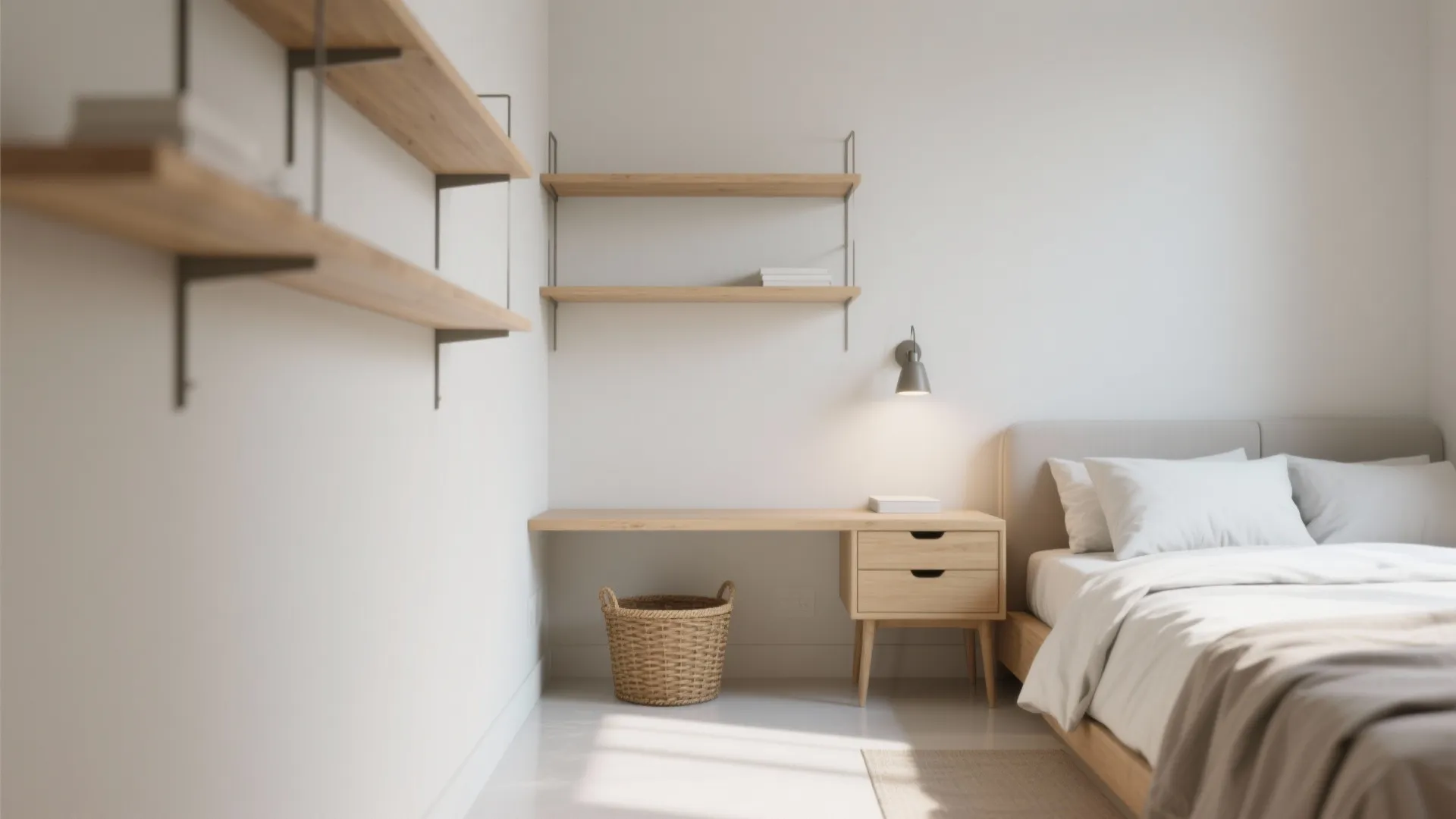 2. Float the bedside and free up floor space