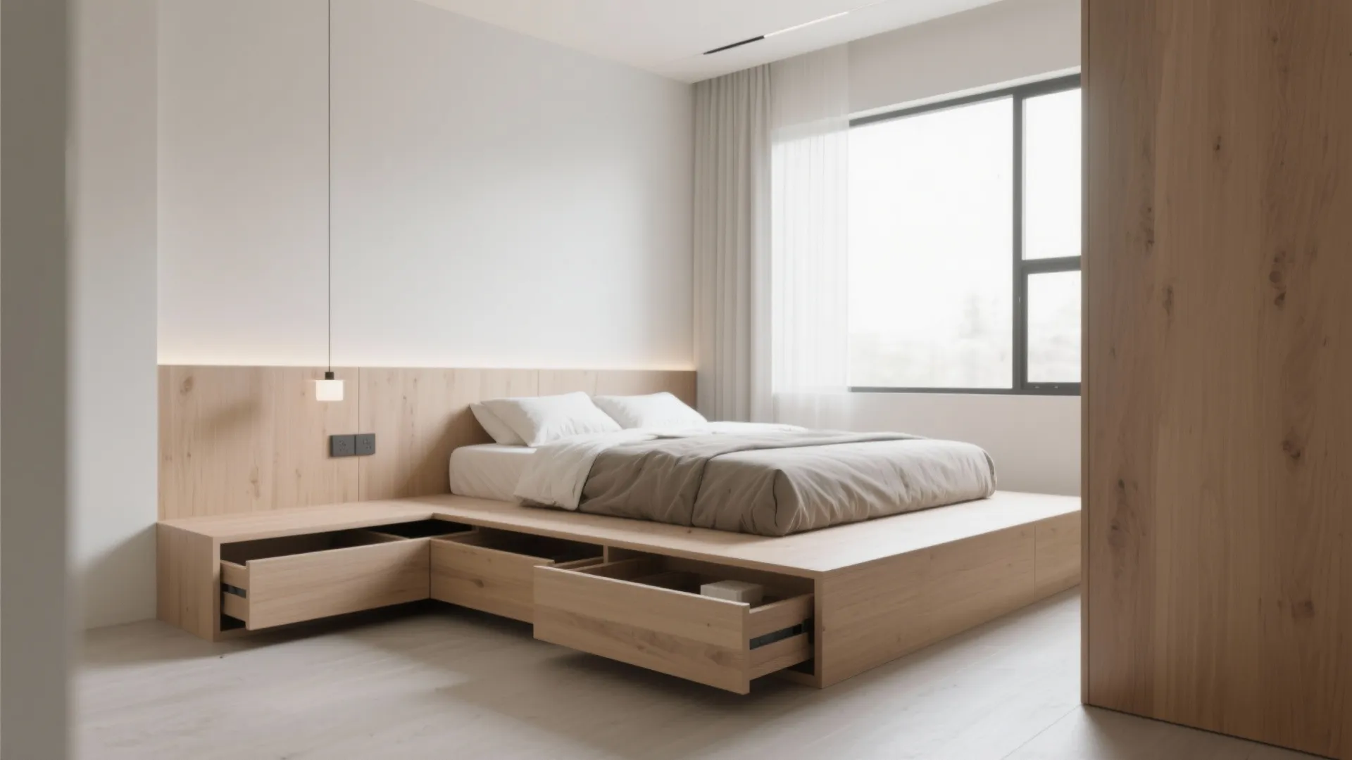 1. Floating Bed with Storage