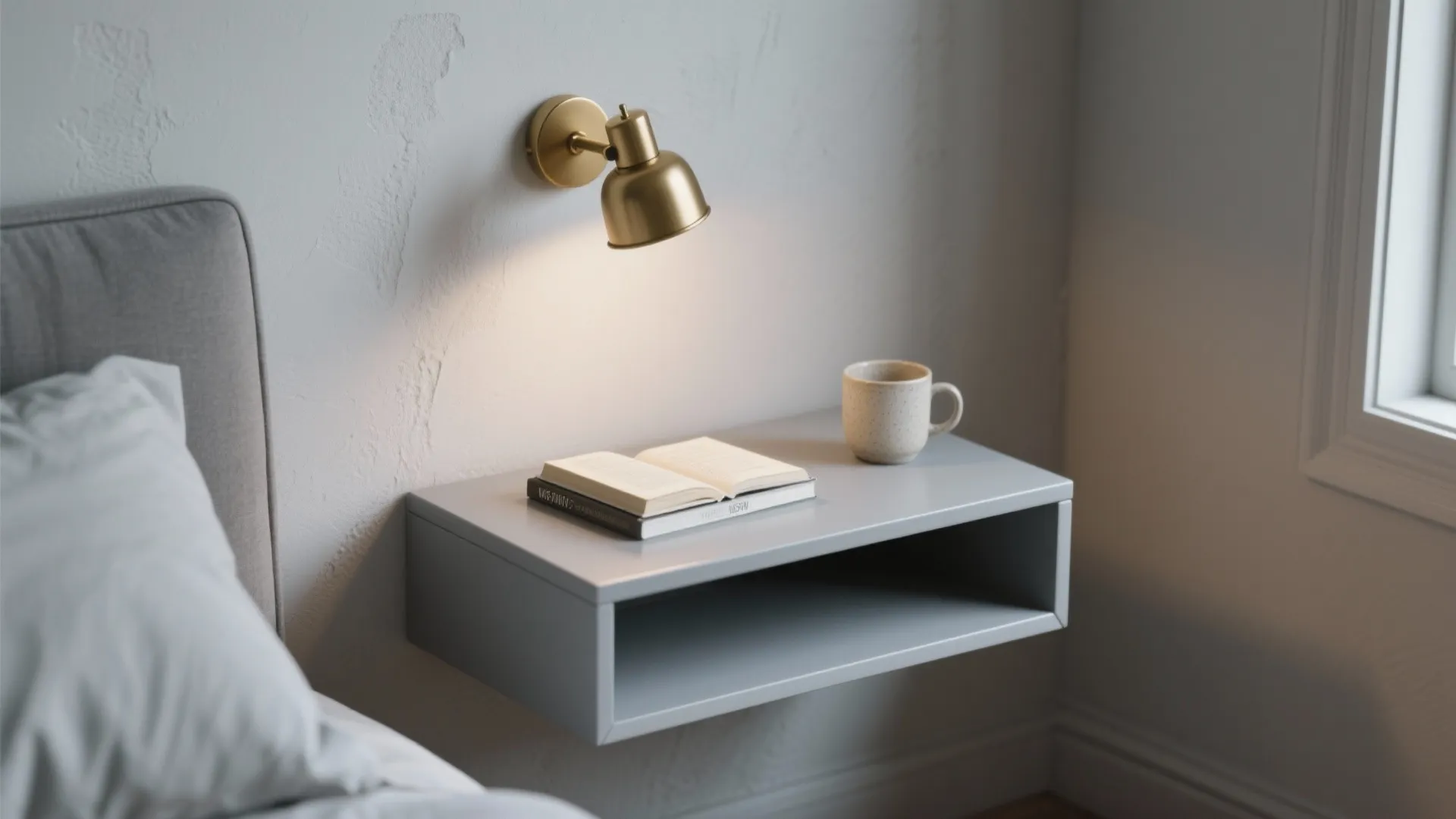 2. Floating bedside tables to open sightlines