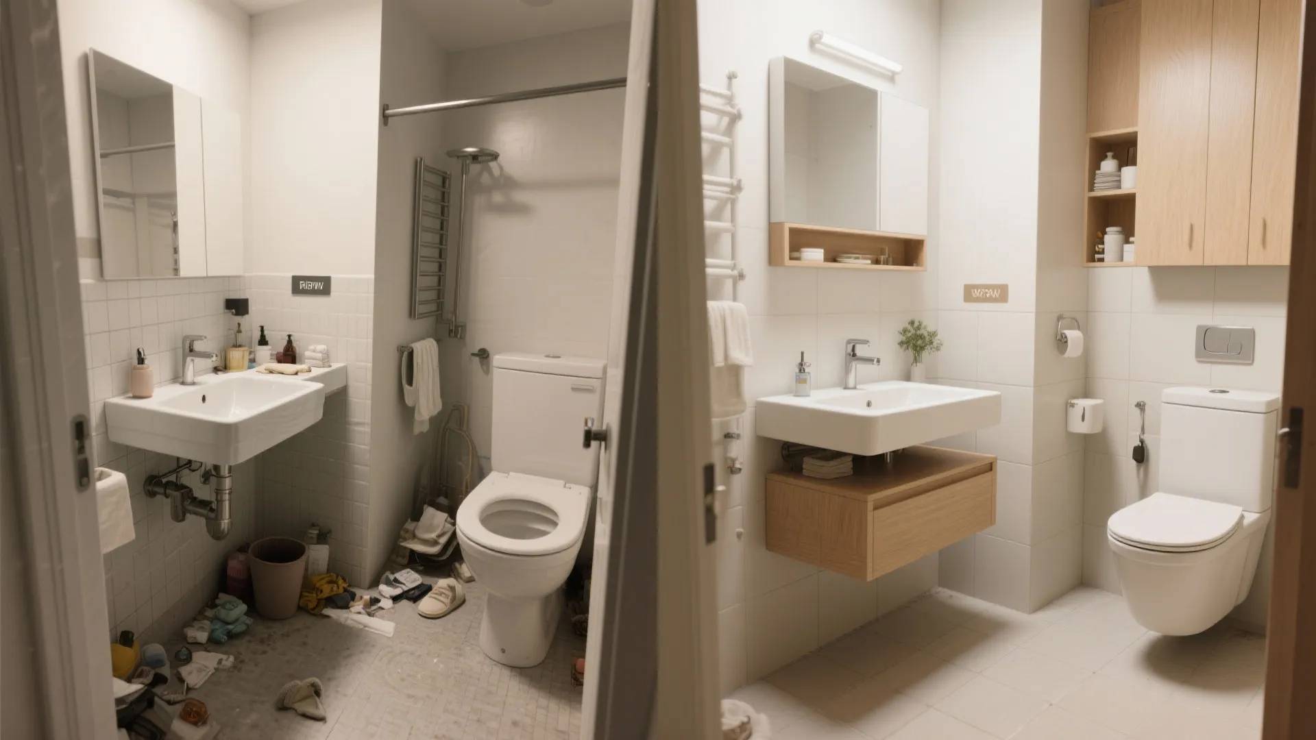 Wall-Hung Vanity and Toilet to Free the Floor