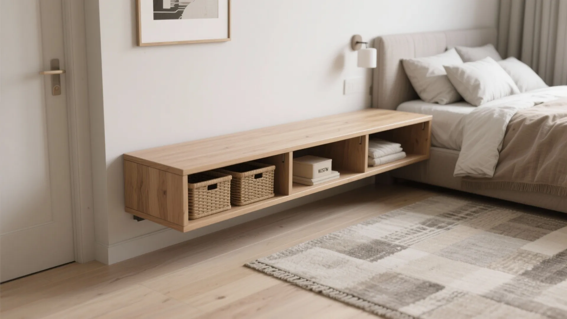 Floating Bench with Hidden Storage