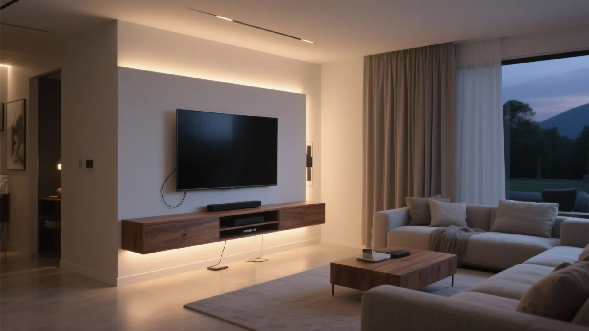 Floating Media Console + Bias Lighting