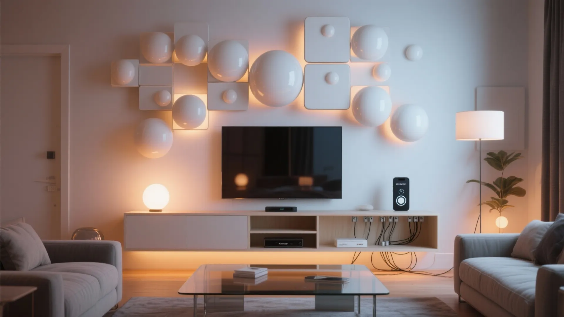5. Floating Bubble Wall Art with Dimmer Control