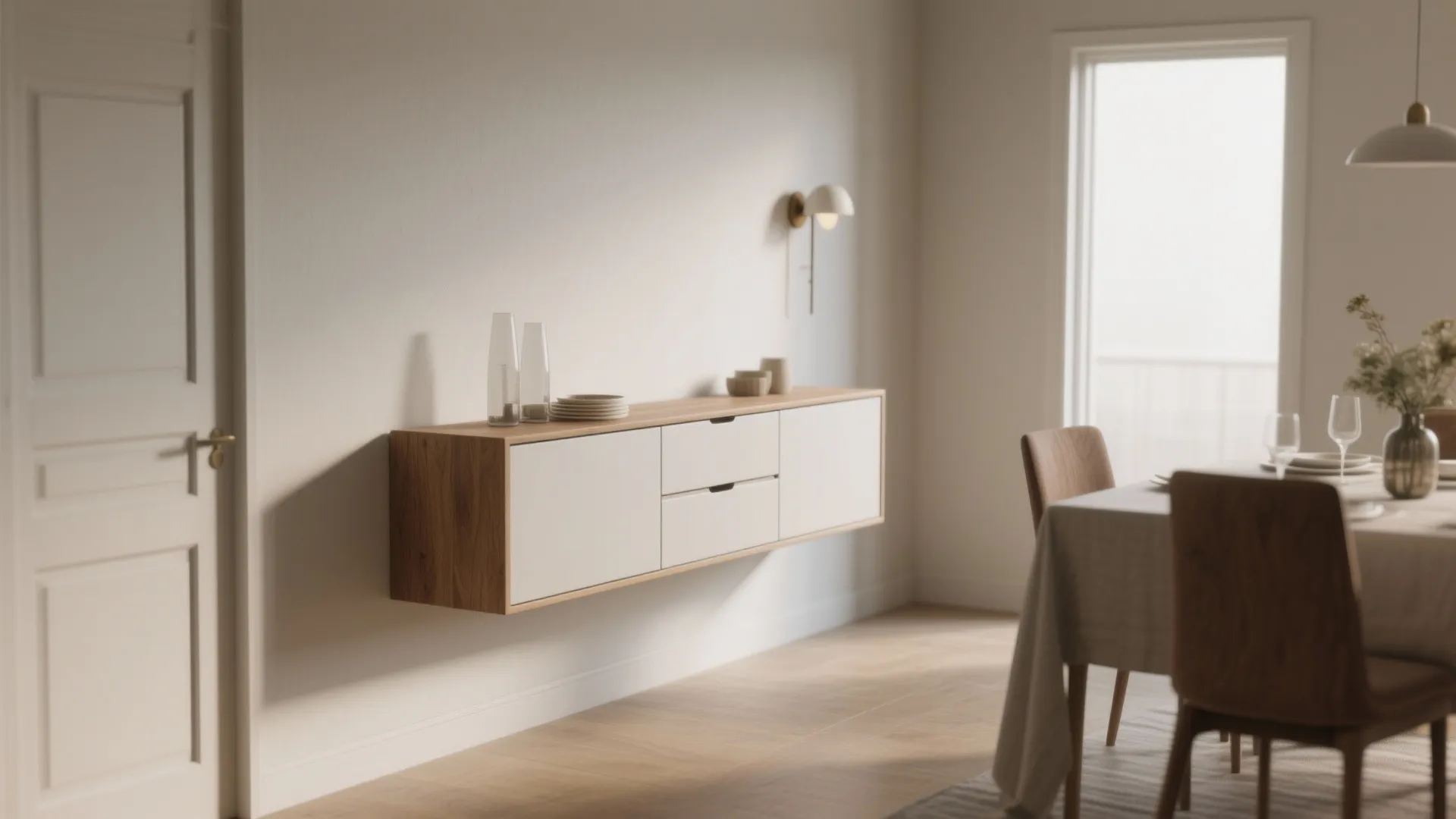 Floating Buffet with Hidden Drawers