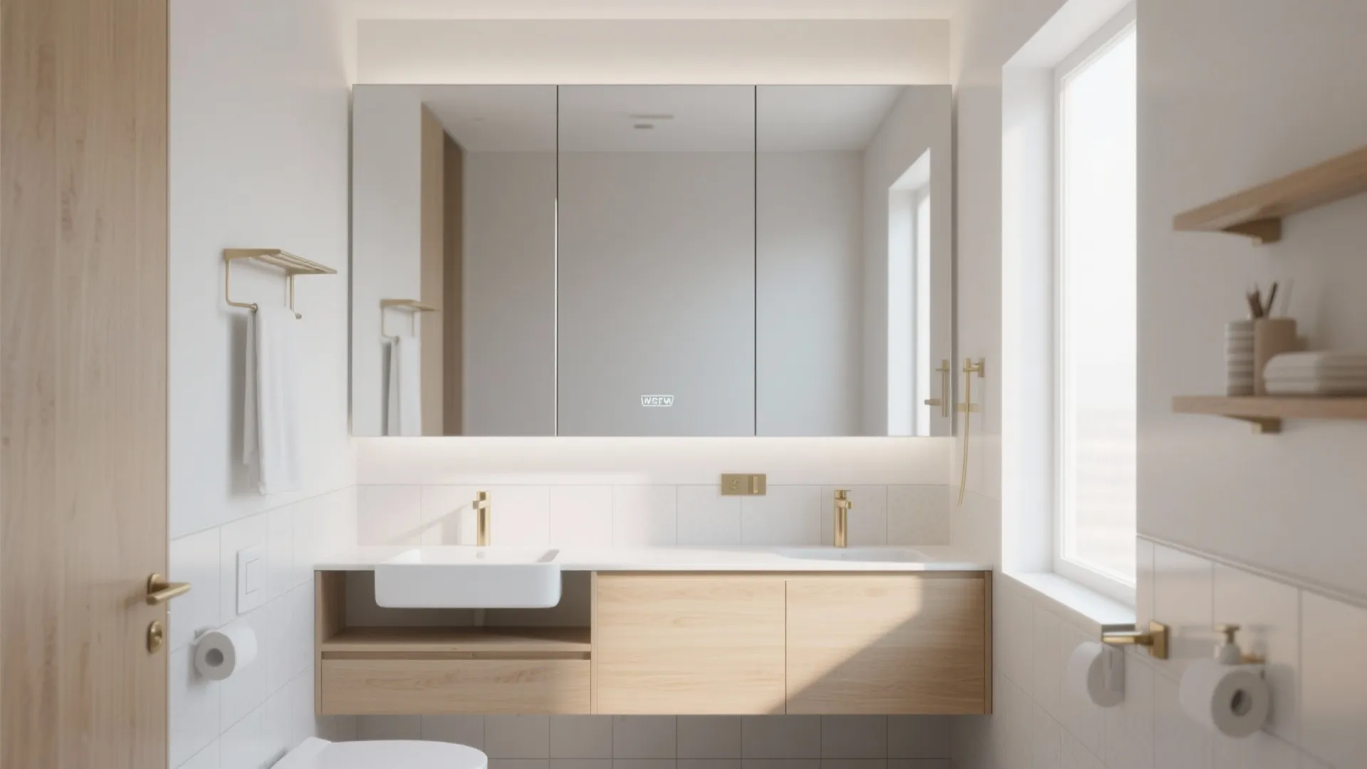 Floating Mirror Cabinet + Narrow Vanity