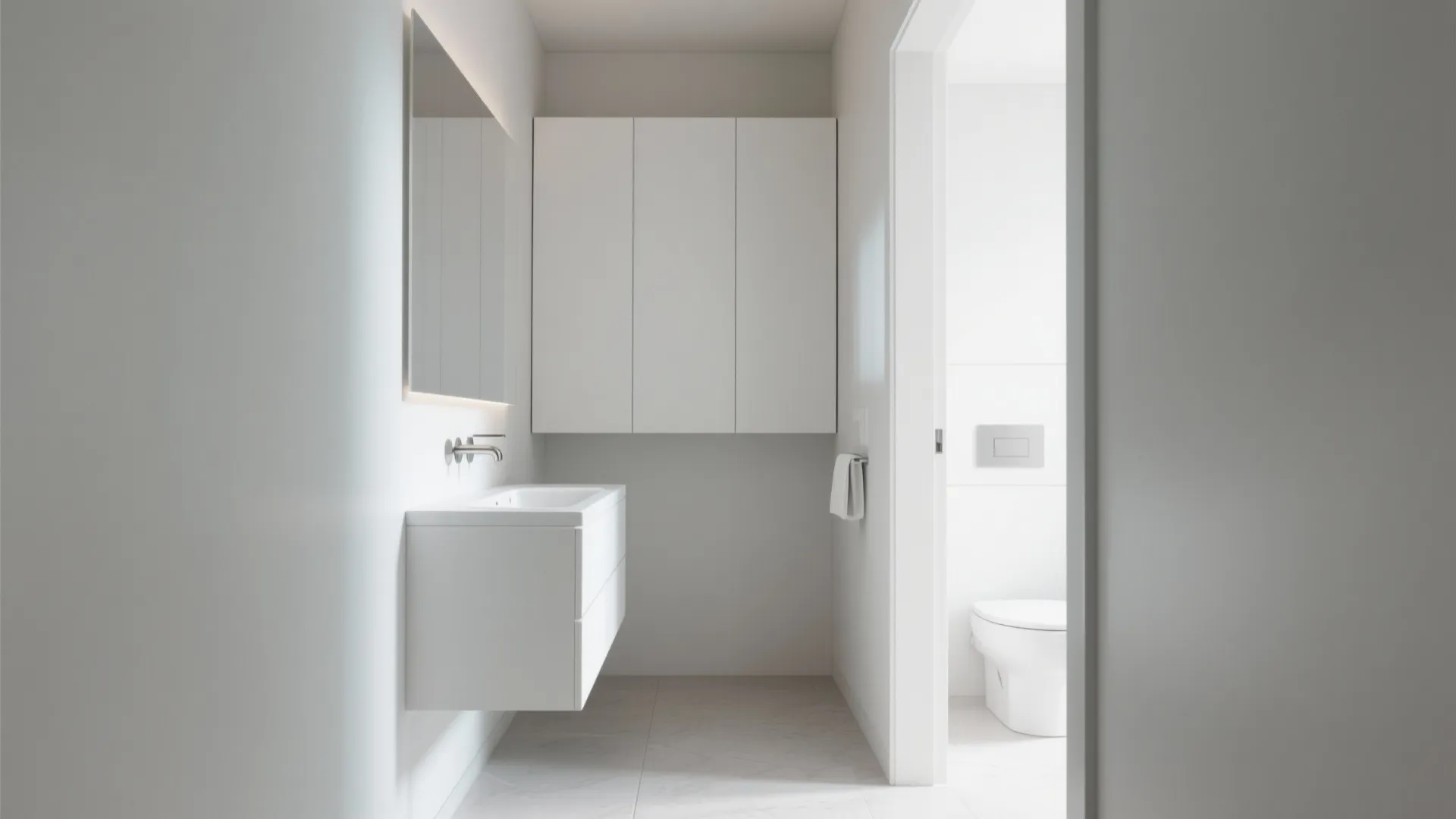 4. Sleek Floating Cabinets for Small Baths