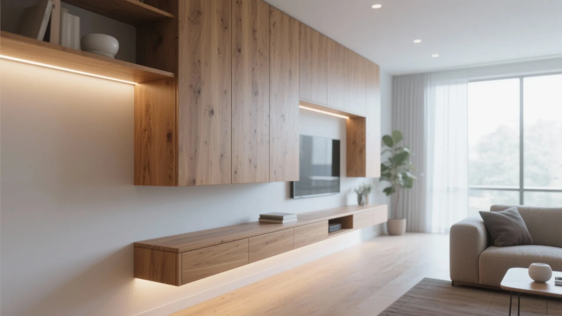 Floating cabinets to free up floor space