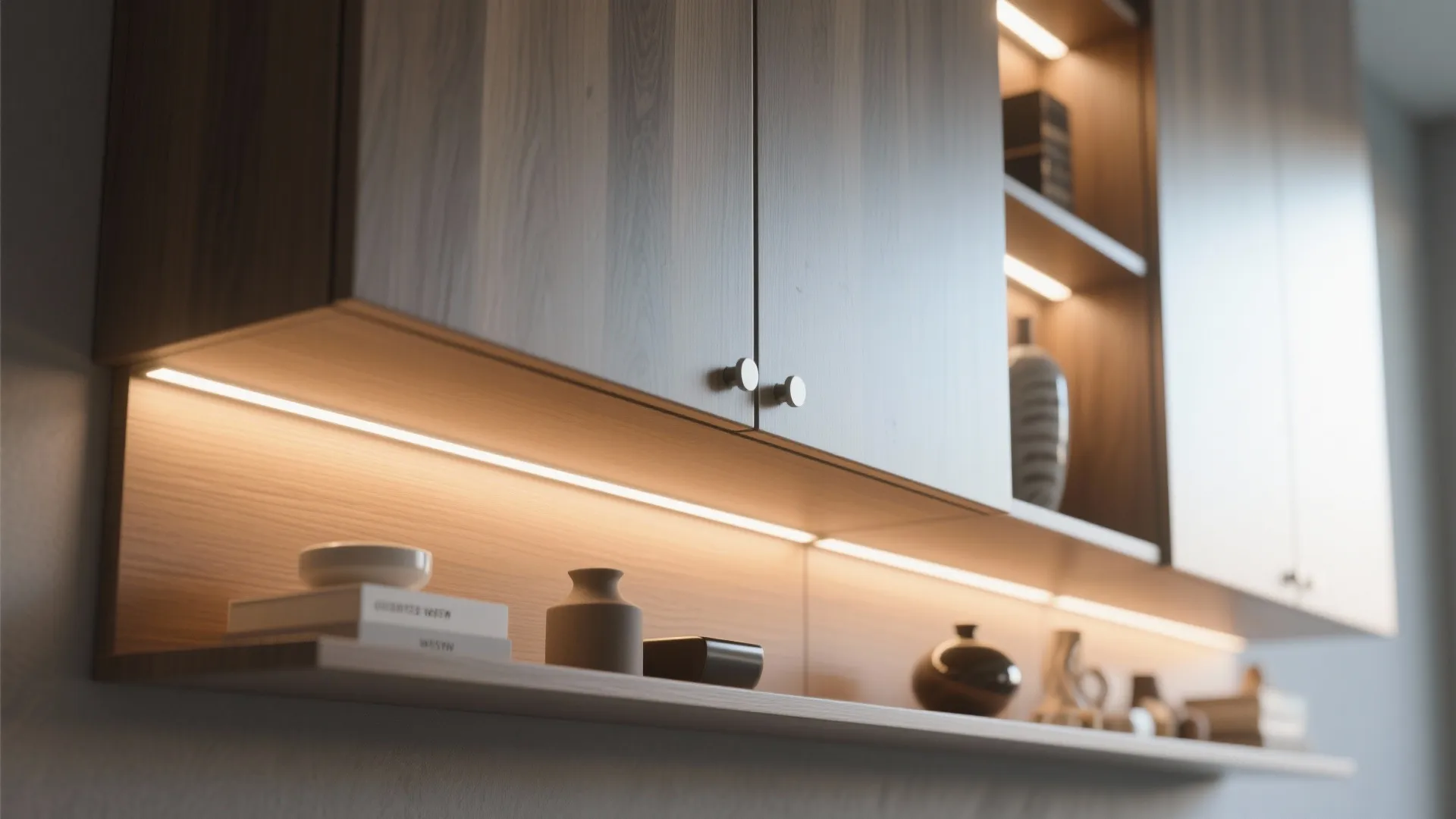 4. Floating cabinets with integrated lighting