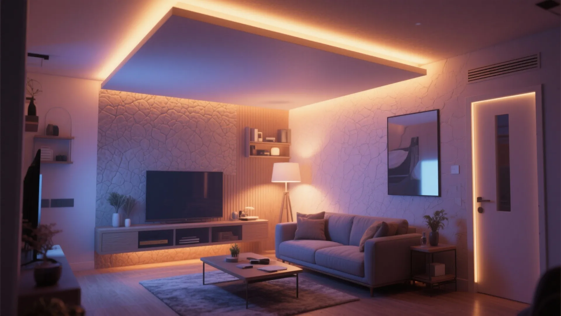 5. Floating Ceiling with LED Perimeter Lighting
